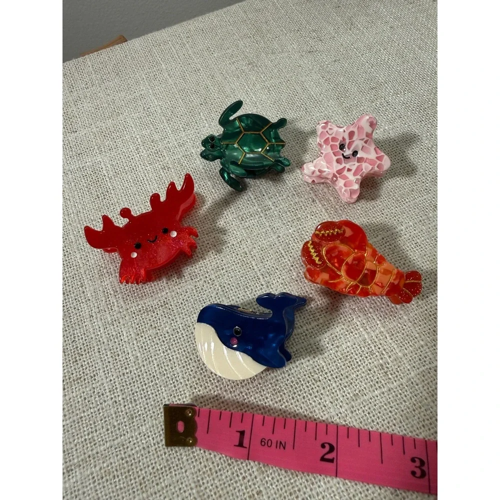 Boutique coastal kids hair clips nautical adorable set 5 whale crab turtle star